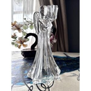 Mikasa Germany Crystal Angel Candle Holder w Sticker‎ 7.75"